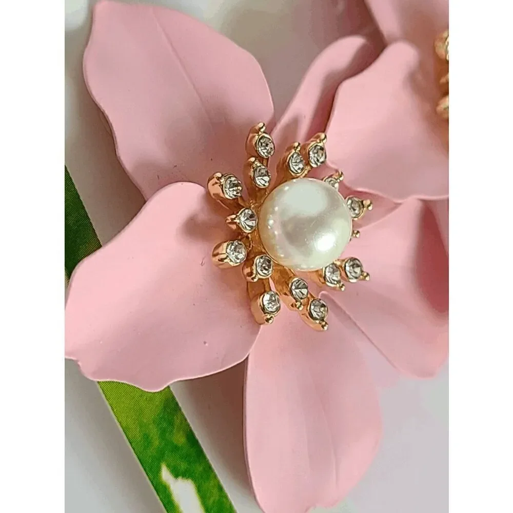 🌺 LILLY PULITZER Oversized Pearl Orchid Flower Earrings NEW WITH GIFT BAG